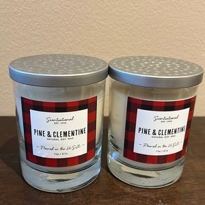 2 Scentsational Pine & Clementine Candle Glass Jar 11 Oz Soy Wax